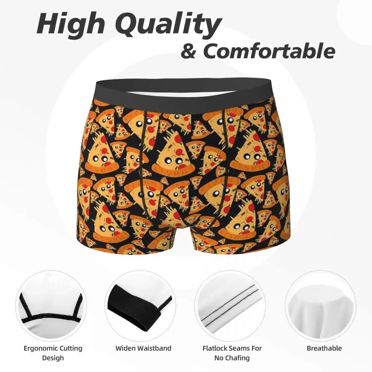 Boxer Underpants Shorts Cute Pizza Pattern Panties Men Soft Underwear for Homme Man Boyfriend Gift