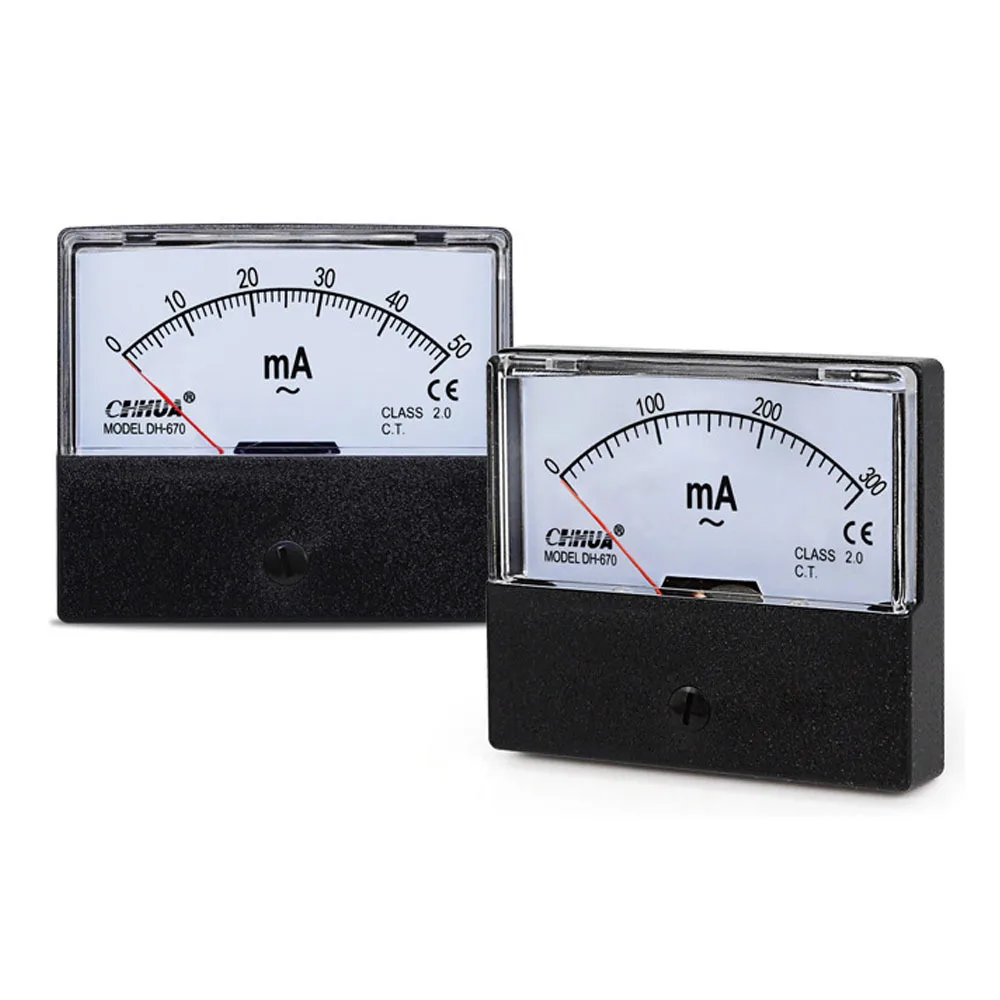 DH-670 AC Milliampere Analog Ammeter  5mA 10mA 20mA 30mA 50mA 100mA 150mA 200mA 300mA 500mA 1000mA Pointer Meter Current Meter