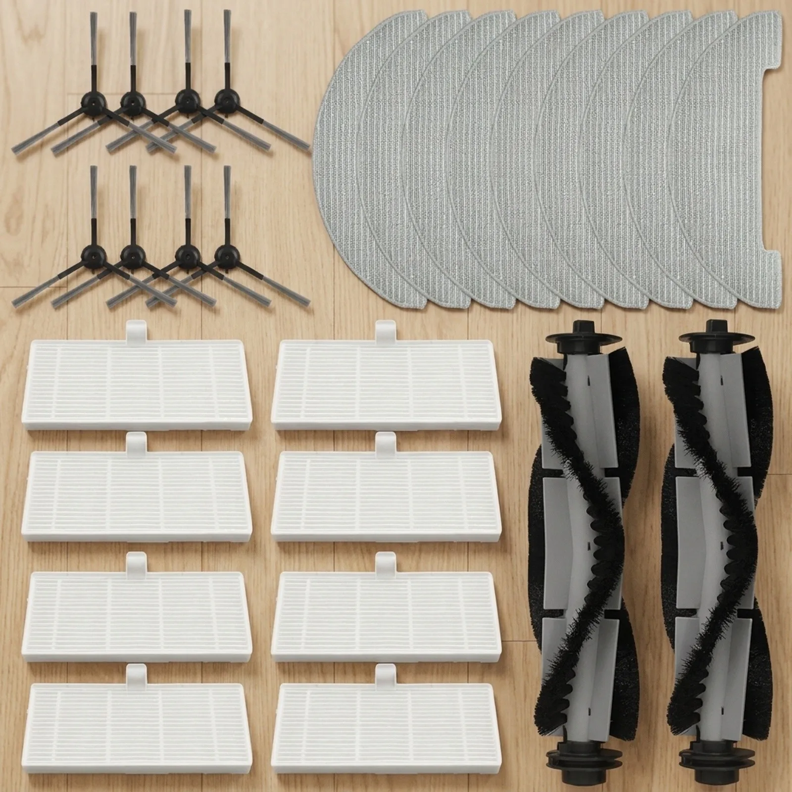 Complete Set of Replacement Parts for Vactidy for nimble T7 for t8 8 Side Brushes 2 Roll Brushes 8 Filters 8 Mop Cloths