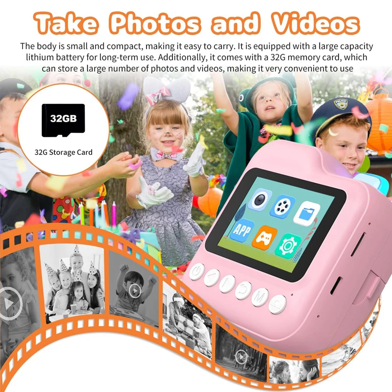 Kinder Kamera Mini Instant Print Digital kamera 32g tf Karte Inkless Druckpapier Kinder Video Lernspiel zeug für Kinder Geschenk