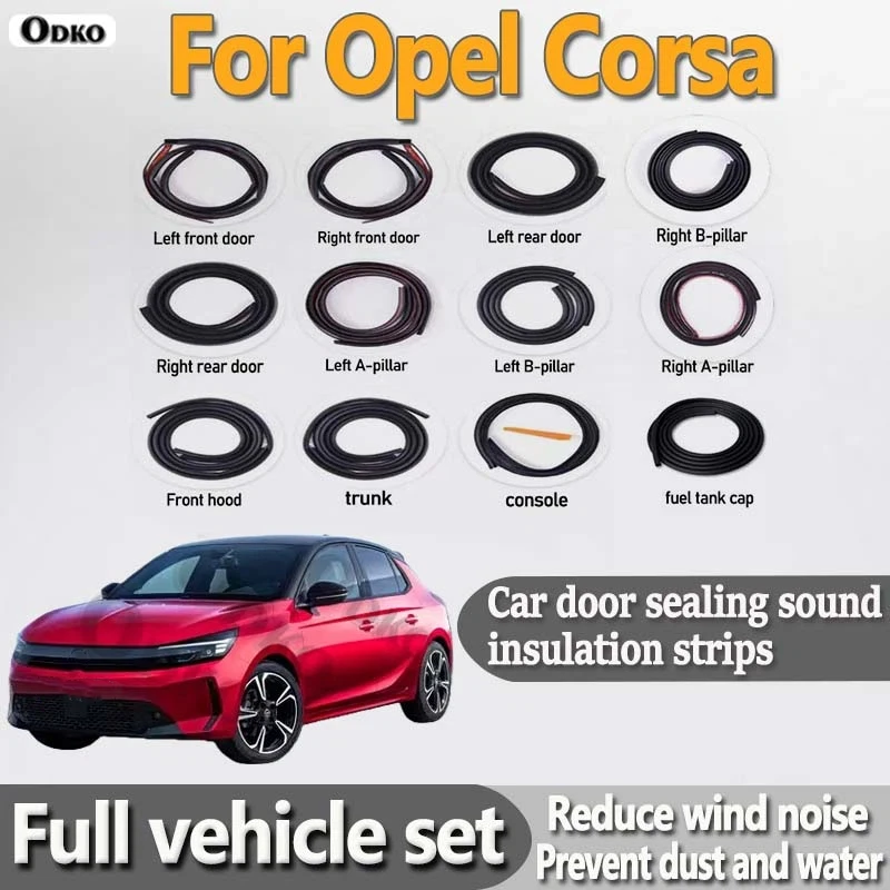 Car Door Seal Strip Rubber Noise Insulation Dustproof Seal Strip Not easy to Fall off For Opel Corsa Car Accessories 12Pcs