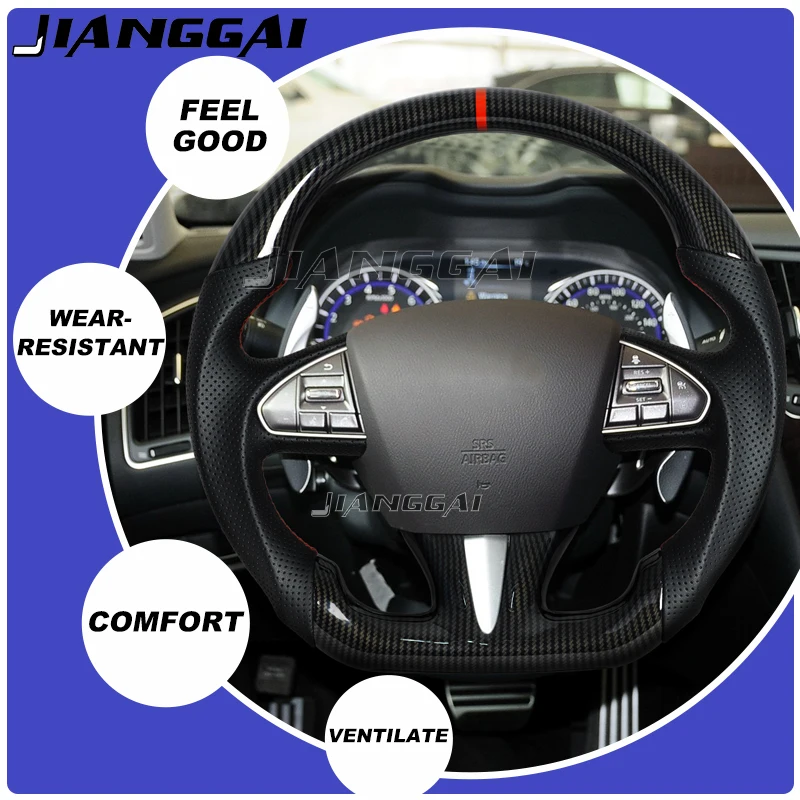 Car Steering Wheel For Infiniti q50 QX50 Q50L 2013 2014 2015 2016 Hydro Print Carbon Fiber Steering Wheel Perforated Leather