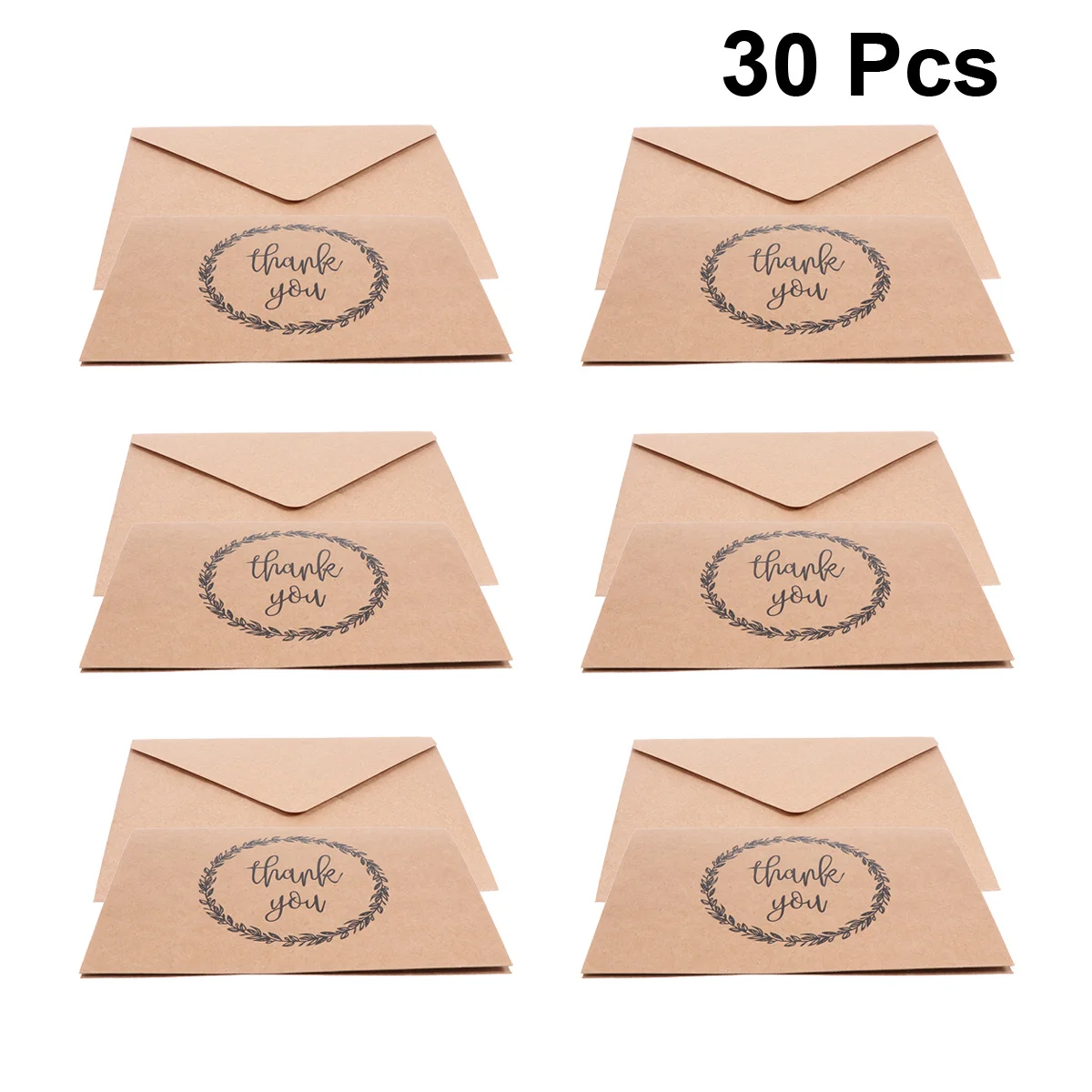 

30Pcs Kraft Paper Thank You Cards Folded Retro Design Envelopes for Mailing Invitations Letters Document Storage