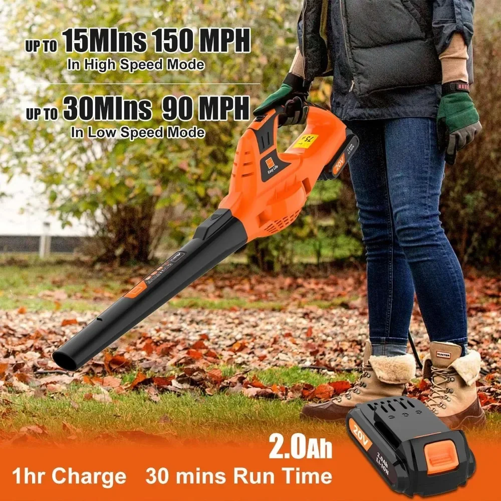 Cordless Blade Blower, 21V Handheld Electric Blade Blower with 2.0Ah Battery and Charger, 2-speed Mode