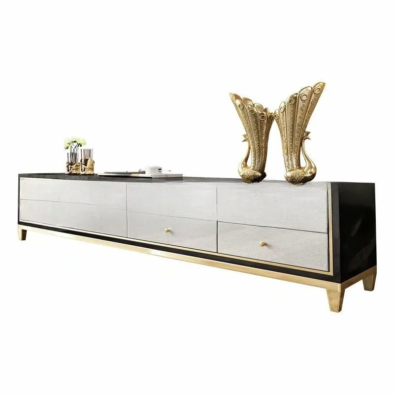 

Light luxury post-modern coffee table, TV cabinet combination living room metal audio-visual cabinet, locker with drawers