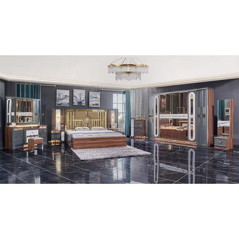 For Modern Extra Large Luxury Wooden Frame Classic Double Bed Complete Bedroom Furniture Set Home Decor High Quality Durable