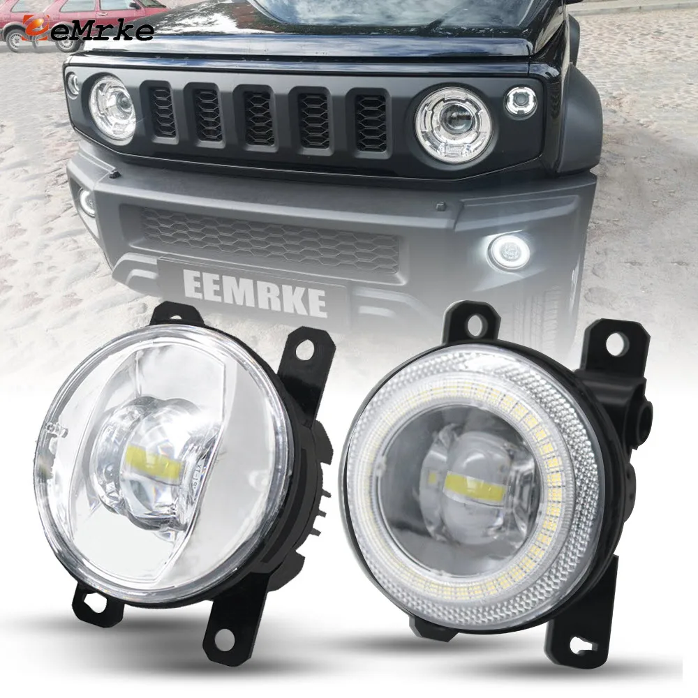 

Pair Upgrade Led Fog Lights For Suzuki Jimny 2018-2023 2024 2025 2026 Angel Eye DRL Fog Driving Lamp Headlight Accessories