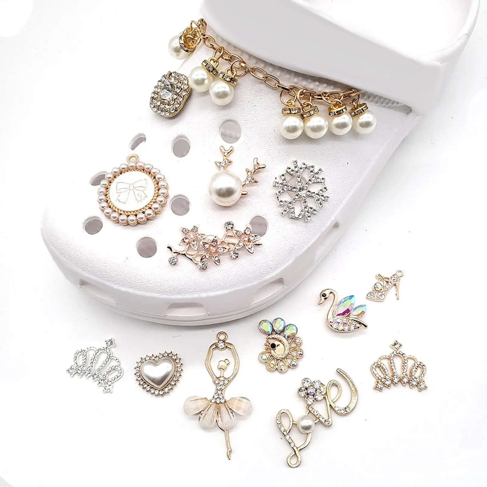 

14x Bling Shoe Charms Decorative Stylish for Women Clog Shoes Decoration