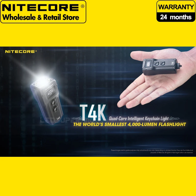 4000 Lumen Nitecore T4K Super Bright Keychain EDC Flashlight