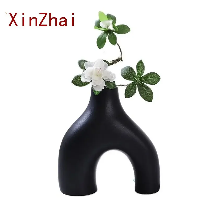 

Vilead Ceramic Nordic Vase Modern Decorative Flower for Wedding Gifts Kitchen Living Room Flower Shop Interior Home Decor Black