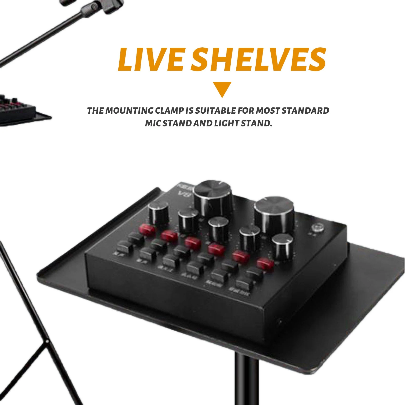 

AA85 Universal Microphone Stand Clamp-on Tray Metal Material with Mounting Clamp