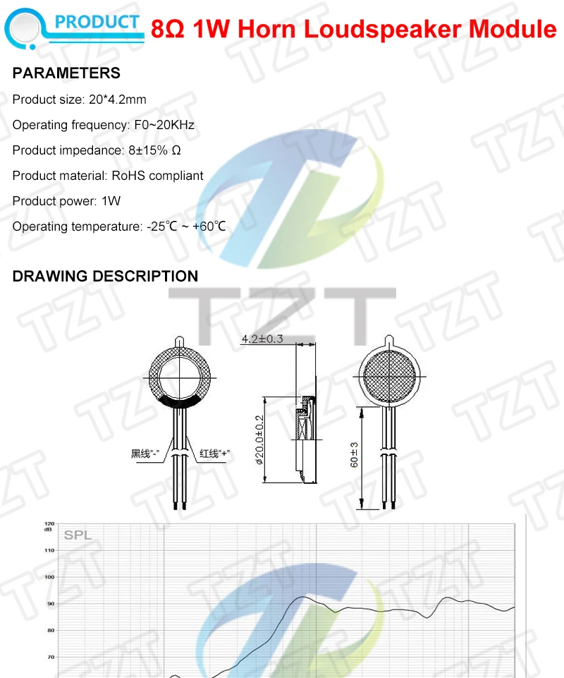 TZT Runder 8 Ohm 1W Lautsprecher 8 Ohm 20mm Mit 1,25MM Kabel Lautsprecher für Mobiltelefone Kleiner Lautsprecher Audio – Detail 1