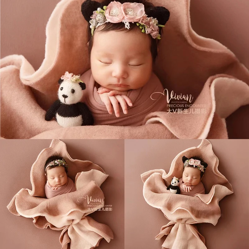 Newborn Photo Props Felt Fabric DIY Modeling Bouquet Shape Posing Decorative 50x50cm Wool Felt Blanket  Studio Shoot Accessories