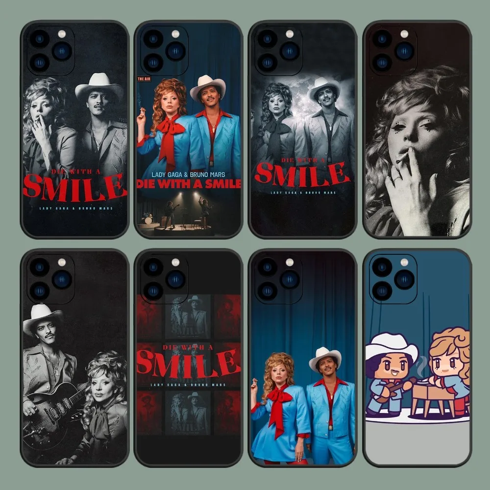 Singer Lady Gaga Die with a smile Bruno Mars Phone Case For iPhone 8 11 12 13 14 15 Mini X XR XS PRO MAX Plus Cover