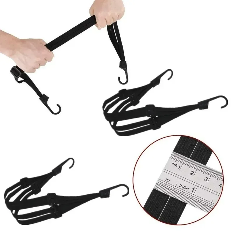 60/90CM Motorcycle Luggage Strap Moto Helmet Luggage Net Fixed Elastic Buckle Rope High-Strength Retractable Protective Net