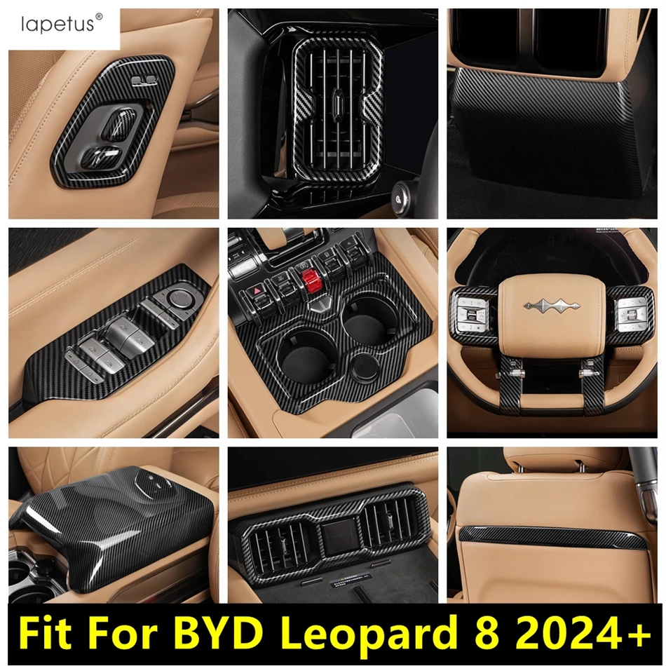 

Для BYD Leopard 8 2024 2025 кнопка регулировки сиденья/рулевое колесо/подъемник окна/ручка чаши крышка отделка аксессуары из углеродного волокна