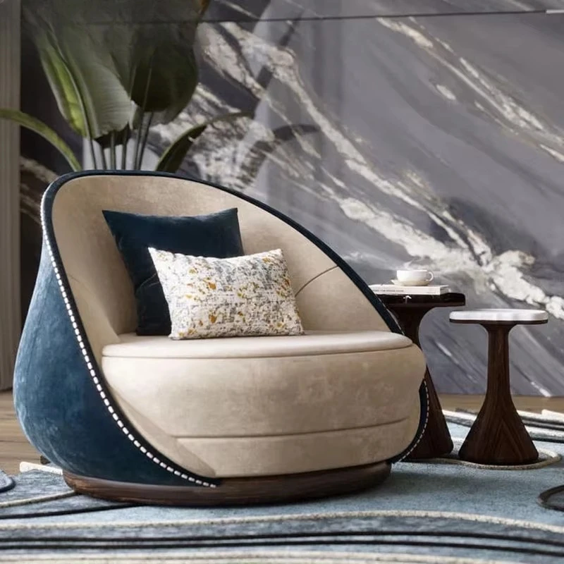 Fabric lounge chair with wooden frame single sofa living room furniture