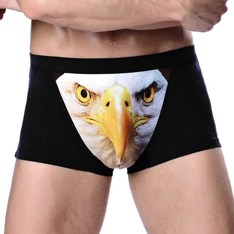 Calzoncillos personales 3D para hombre, diseño creativo, estampado Animal, cabeza de Lobo, cabeza de águila, pantalones cortos, Bóxer transpirable suave