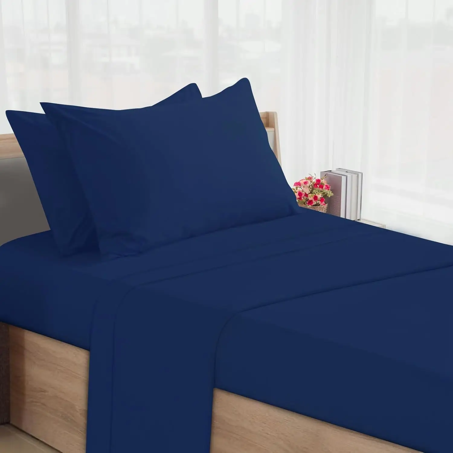 

30" x 75" x 9" Twin Bunk Bed Sheets, 4-Piece Set for Camp RV Guest Beds in Navy