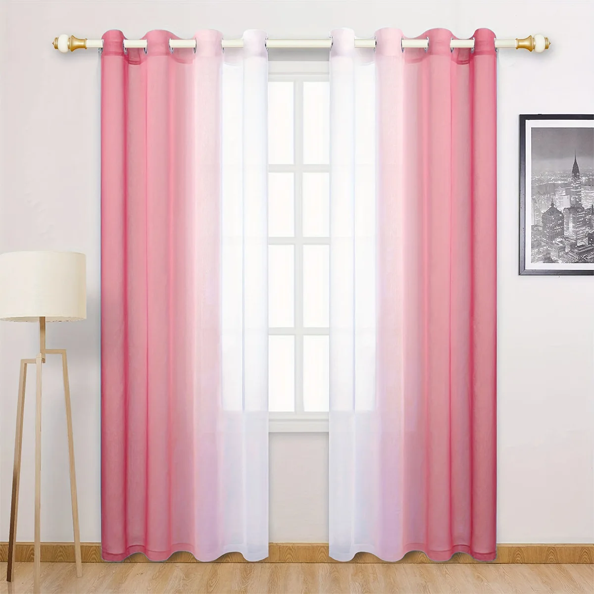 Quandolly two-color left and right gradient screen window screen semi-black-out curtains in Europe, America, Southeast Asia