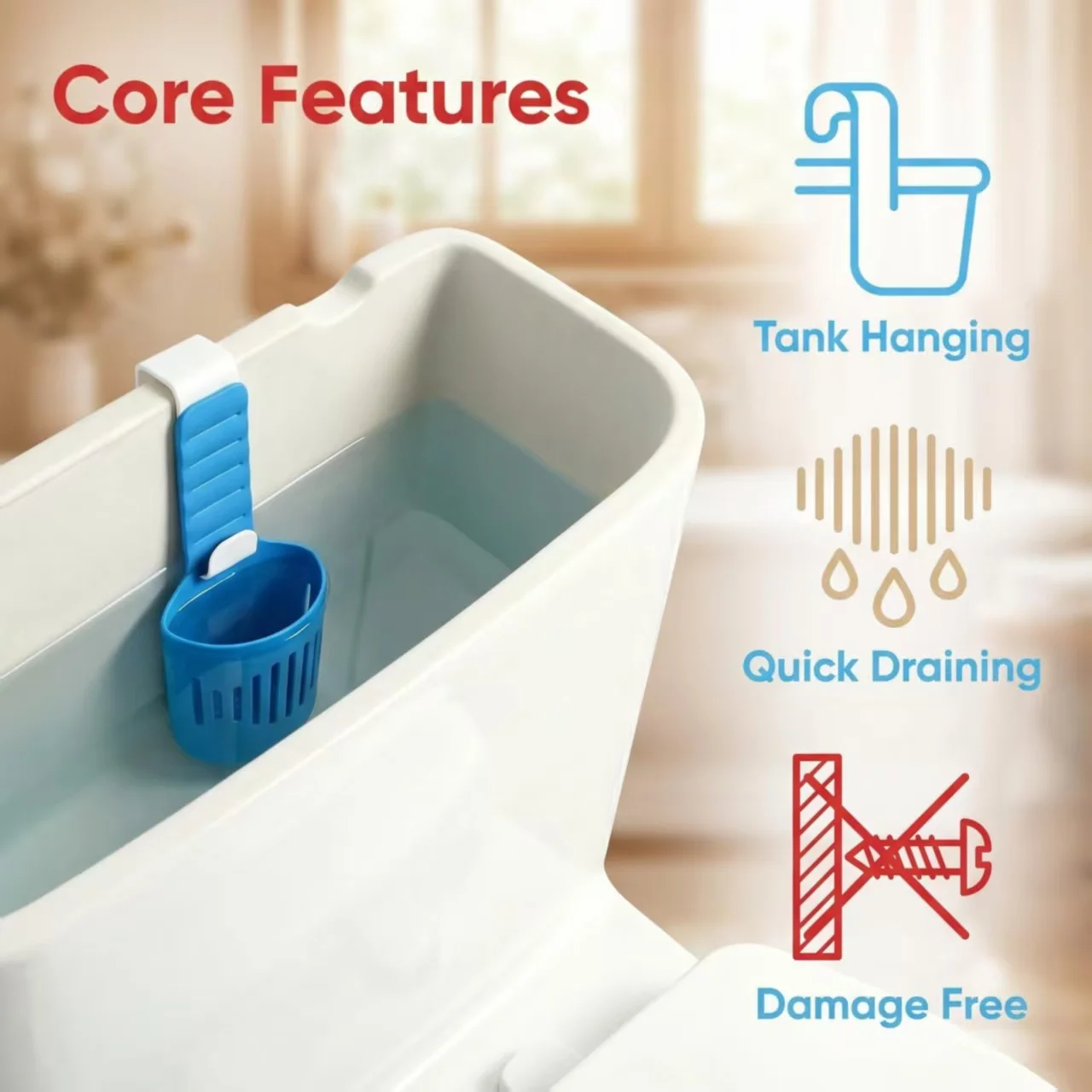 Silicone Toilet Tank Cleaning Tablet Holder Suspended Storage Basket Bathroom Sanitary Accessory
