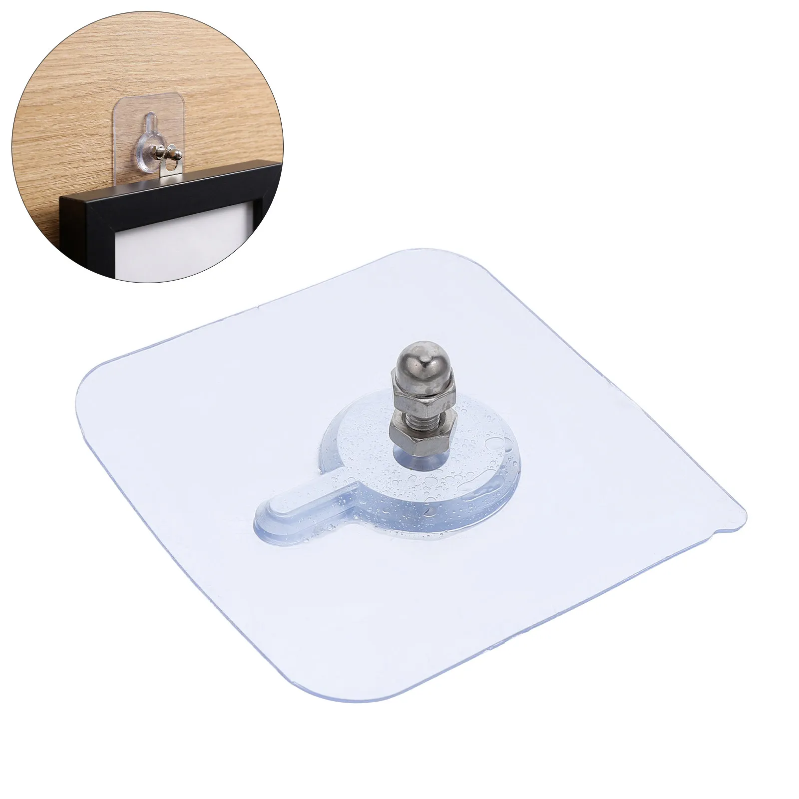 50Pcs Wall Hooks No Drill Adhesive Hooks Transparent Damage Free Hanging for Pictures Towels Purses Removable Sticky Hook Strong