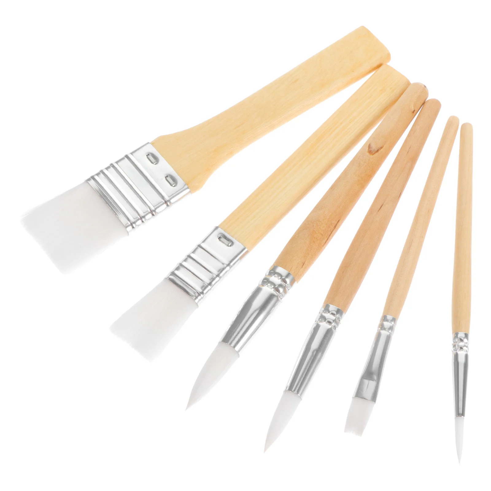 

6Pcs Painting Brush Set Professional Oil Watercolor Brushes Smooth Wooden Handle Elastic Nylon Hair for DIY Art Crafts School