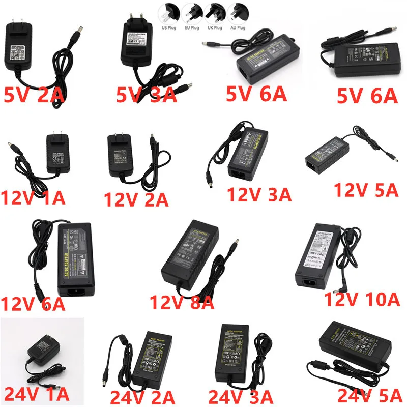 DC 5V 12V 24V lighting transformer AC 110V 220V switching power supply 1A 2A 3A 5A 6A 8A 10A LED power adapter for CCTV LED lamp