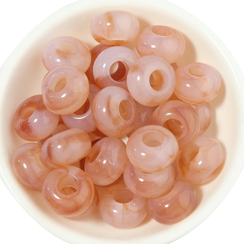 50 teile/los Bunte Runde Acryl Perlen Großes Loch Lose Spacer Perlen Für Schmuck Machen DIY Halsketten Armbänder Zubehör