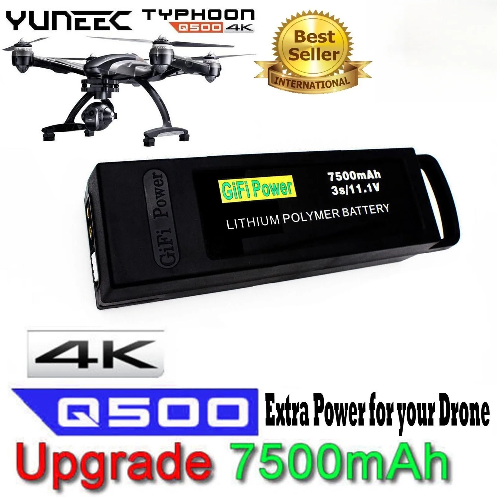 FOR MaximalPower 7500mAh 3S Li-Po Battery Yuneec Typhoon Drone+Q500+PRO 4K Quad
