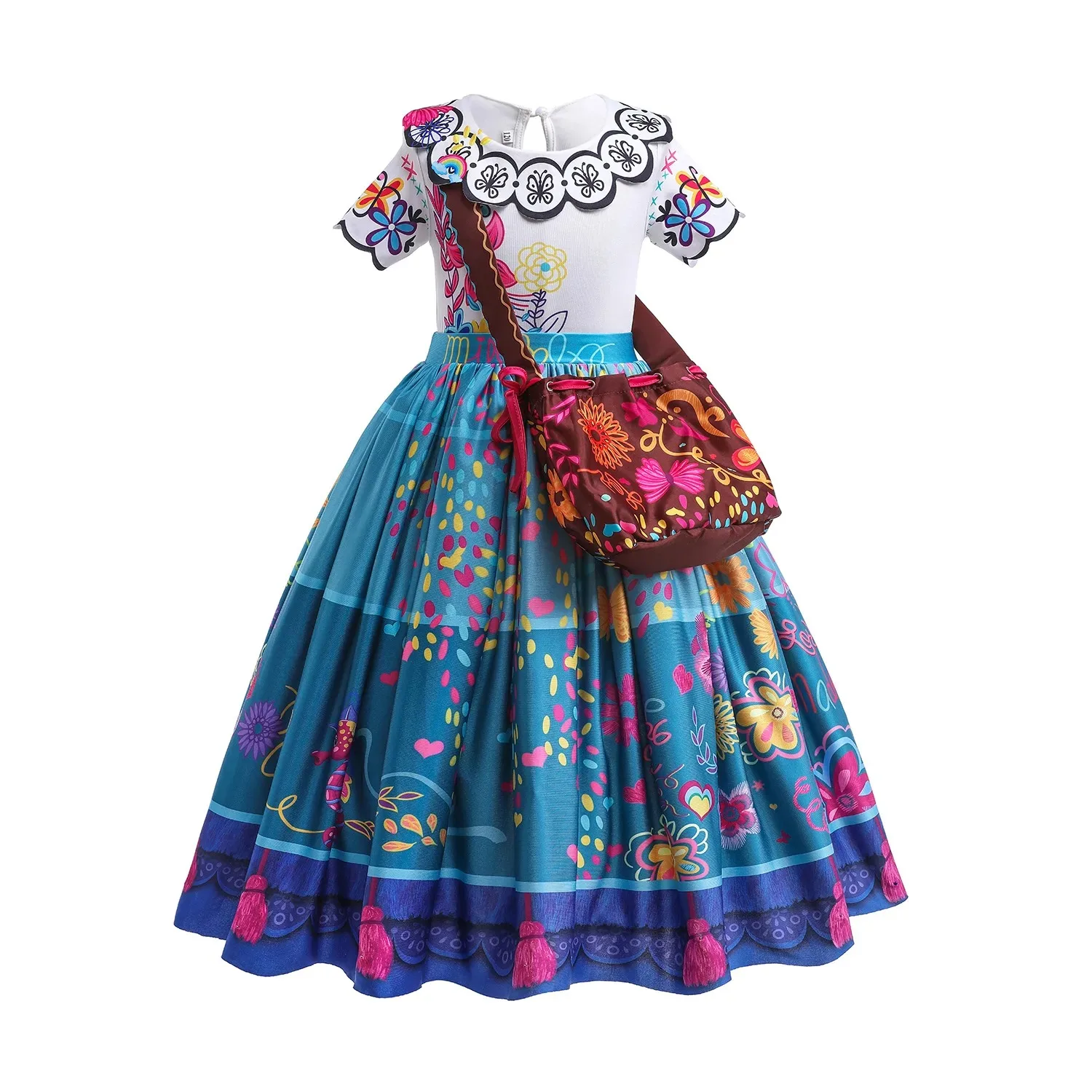 Mirabel Prinsessenjurk Voor Meisjes Halloween Cosplay Encanto Kostuum Kids Verjaardagscadeau Party Jurk Met Tas Meisjes Avondjurk