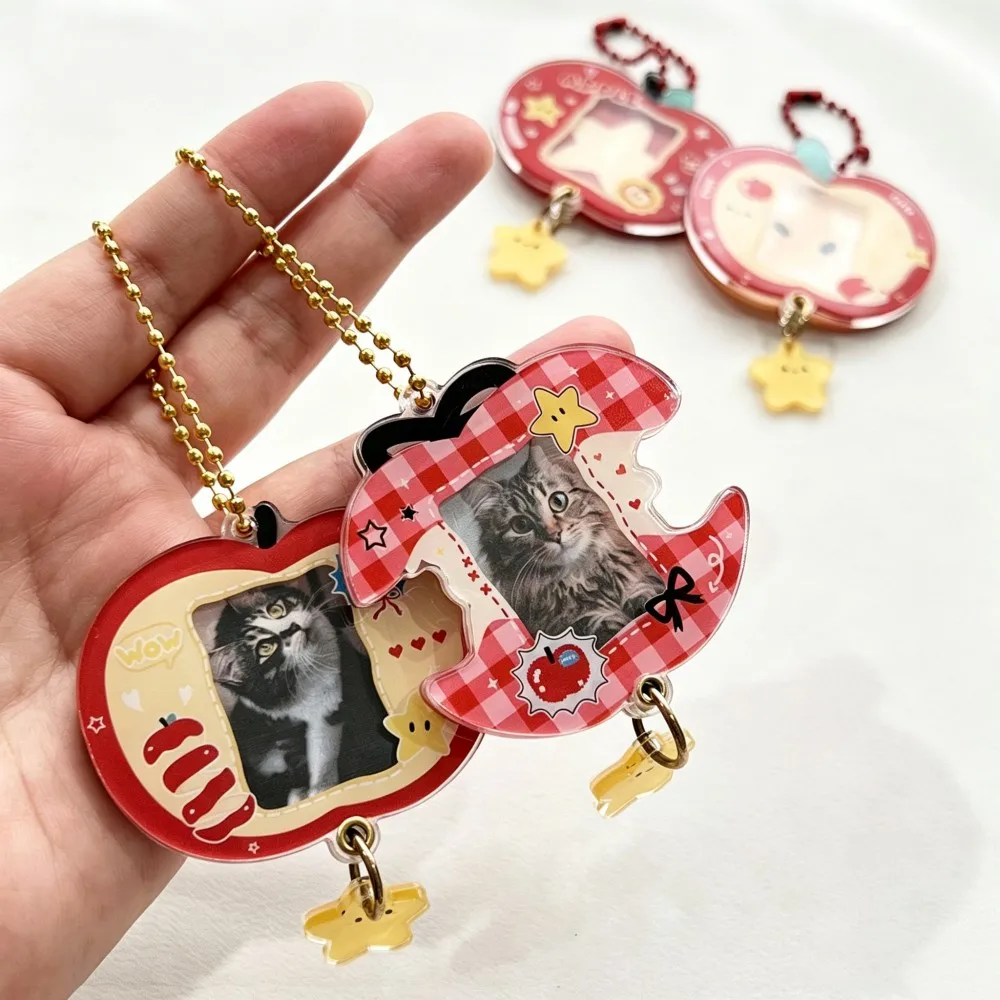 Acrylic Photo Organizer Clear Hanging Pendant Photo Frame Cute Keychain Simple Cartoon Keychain for Personalization Bag Keys