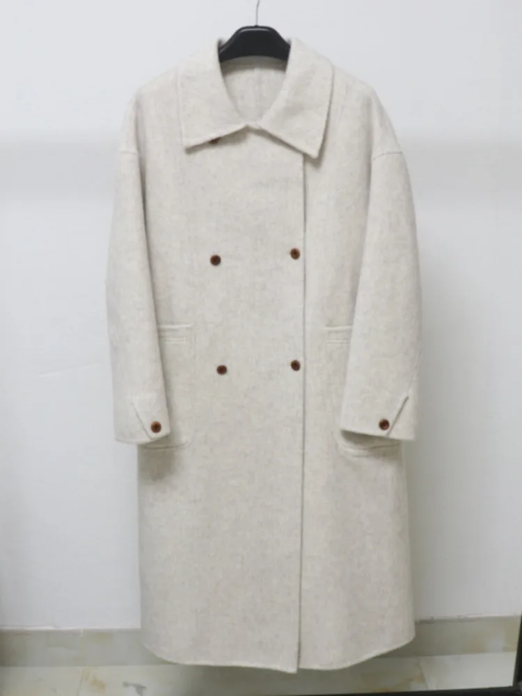 ZMEENNA – manteau en mélange de laine rose pour femme, avec boutons à Double boutonnage, col à revers, élégant et chaud, vêtements d'extérieur d'hiver, ZM4078