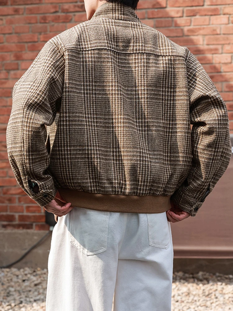 เสื้อแจ็คเก็ตพิมพ์ลายฮาวด์ทูธสไตล์วินเทจสำหรับผู้ชาย เสื้อโค้ทลำลองสำหรับฤดูใบไม้ร่วงและฤดูหนาว เสื้อแจ็คเก็ตผู้ชายมีสไตล์ ซิปหน้า คอตั้ง เสื้อคลุม