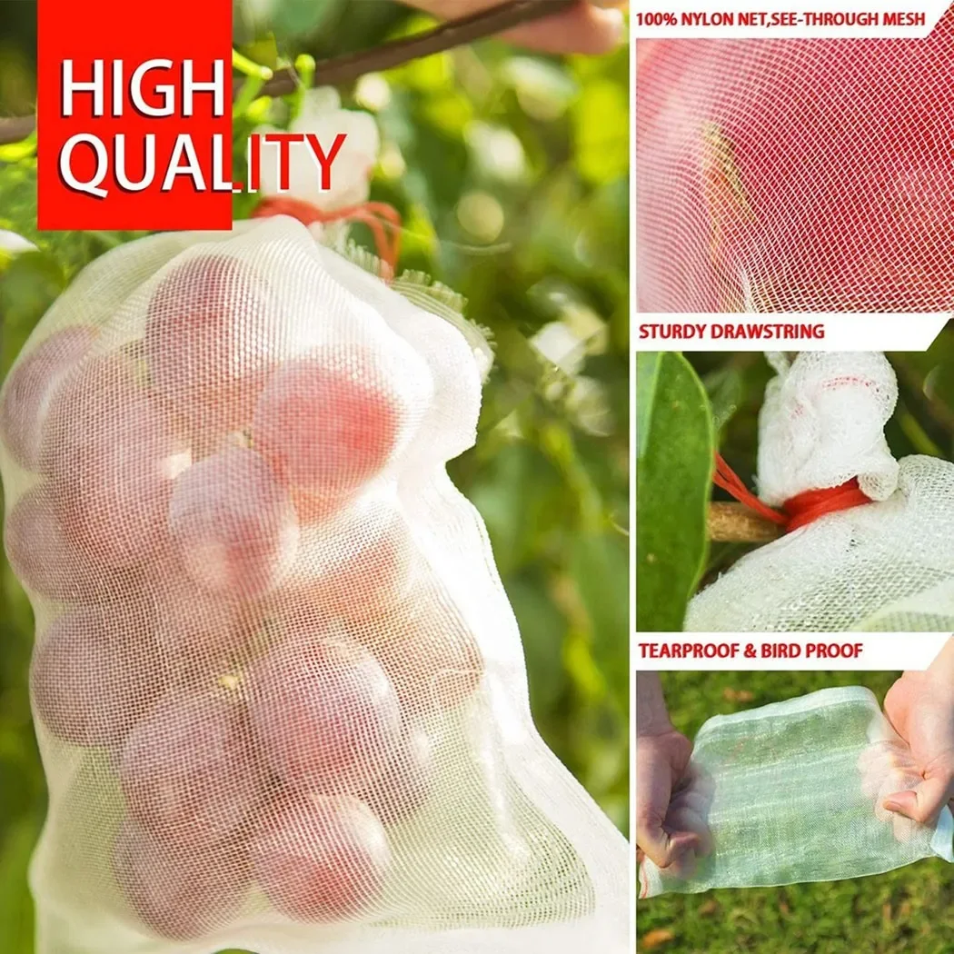 1pc Strawberry Grapes Fruit Grow Bags Netting Mesh Vegetable Plant Protection Bags For Pest Control Anti-Bird Garden Tools