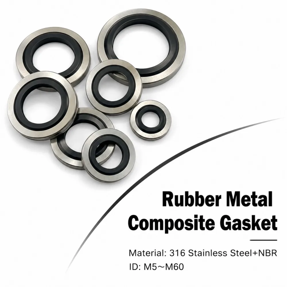 M5-M60 Metal Rubber Bonded Washer 316SUS NBR Combined Sealing Ring Oil Drain Plug Composite Gasket for Enhanced Drainage And Sea