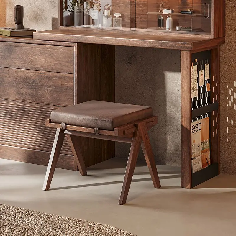 North American Black Walnut Dressing Stool Home Bedroom Makeup Stool Modern Simple