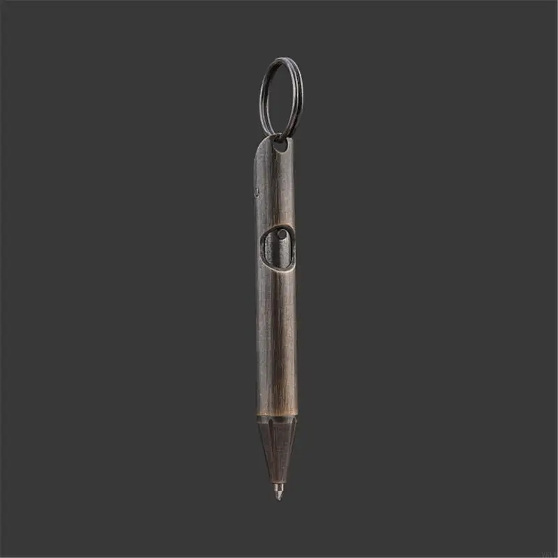 

Y5LB Brass Pocket Pen Keychain Pendant Travel Pen 1.0mm Retractable Ballpoint Pen Gift Pen Writing Pen