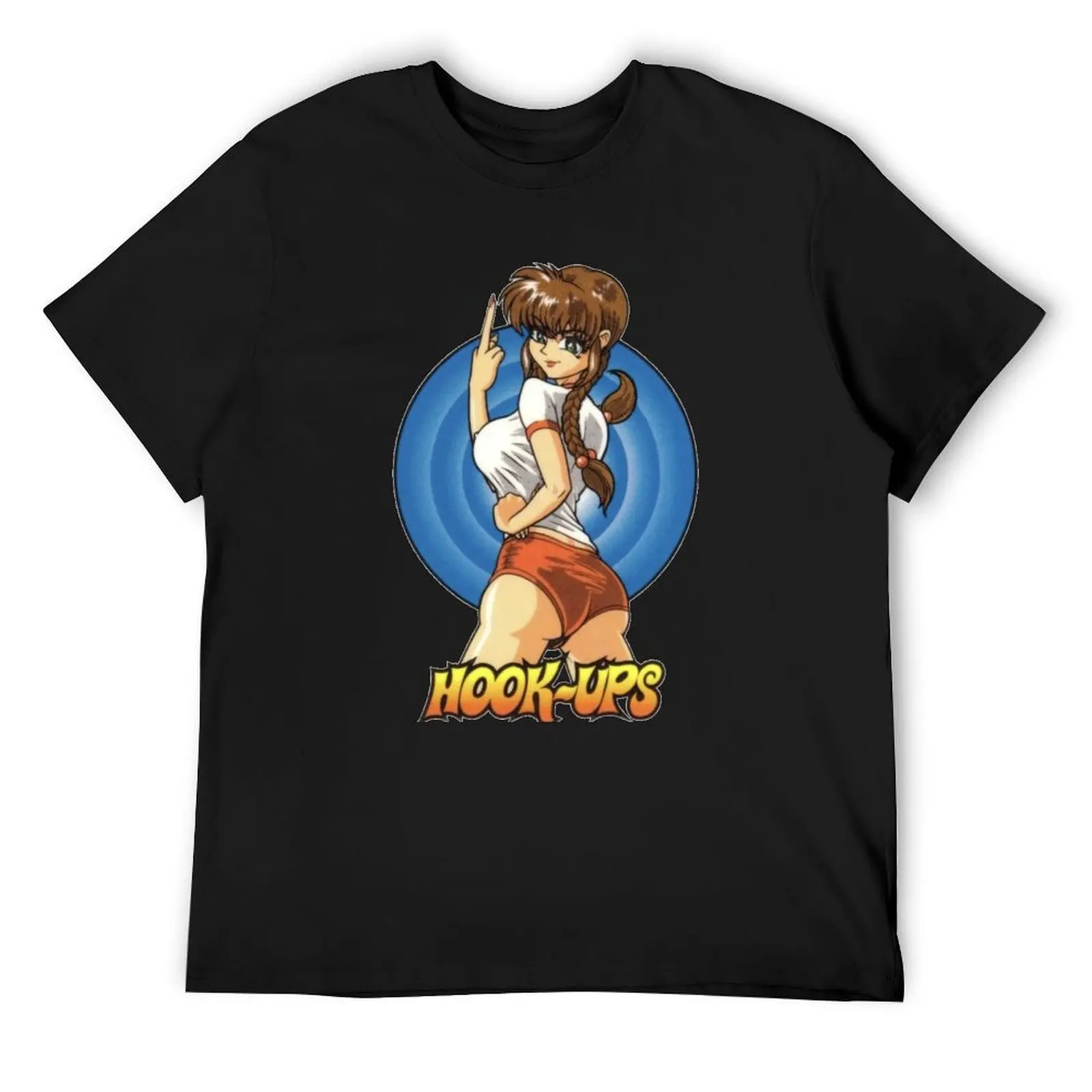 Vintage Anime Girl Hook Ups T-Shirt oversized graphic tee cute tops Short sleeve tee men