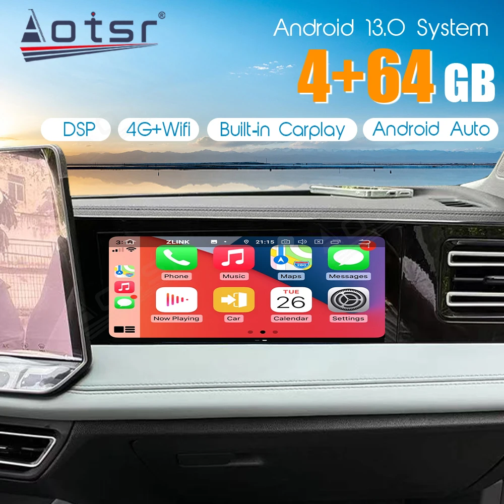 12.3 “רדיו מכונית אנדרואיד עבור volkswagen vw tiguan l 2024 ניווט סטריאו מקליט בידור מסך מגע