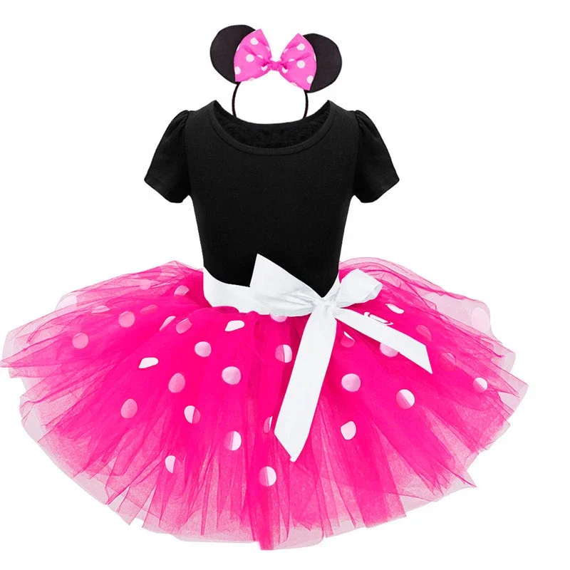 9M-4Years Baby Girl Mickey Pettiskirt Children Summer Clothes Kids Minnie Polka Dot Dress Girls Birthday Party Christmas Costume