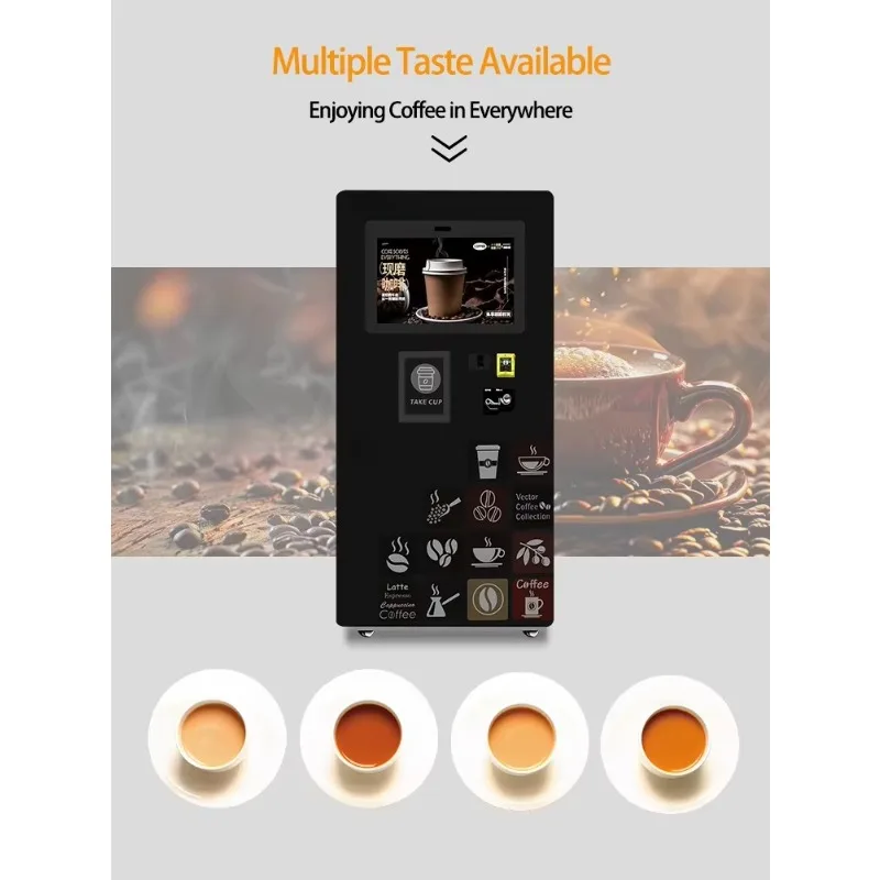Fully Automatic Commercial Coffee Vending Machine Electric Coin Operated for Instant Hot Drinks with Automatic Cup Customized