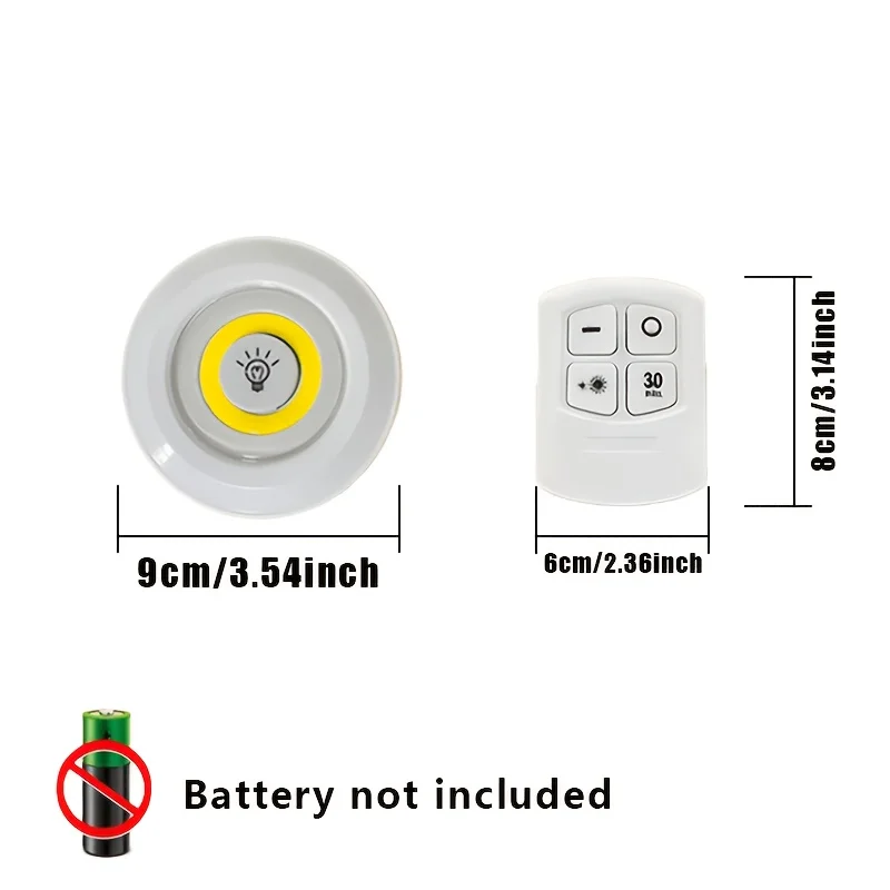 3pcs LED Cabinet Light with Remote Control, Smart Remote Control Dimming (with Timer Function), White Light, Easy Installation