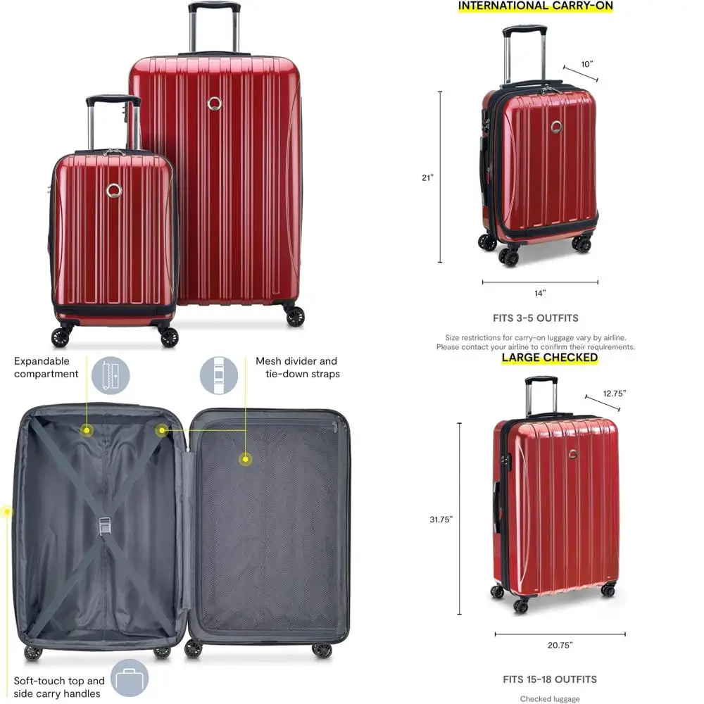 Juego de equipaje giratorio rígido expandible de 2 piezas con diseño Aero en rojo ladrillo, 19 y 28 bolsas de viaje