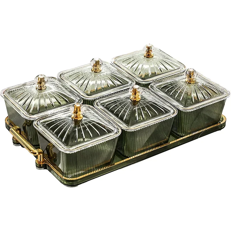 New Dried Fruit Plate Green/amber/clear Round Fruit Plate Snack Dish Living Room Coffee Table Nut Candy Snack Fruit Tray