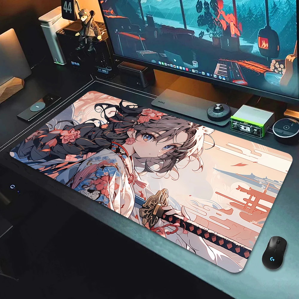 HD Printing Cute Anime Girls Soft Mousepad Office Computer Keyboard Accessory Kawaii Table Mats Rubber Non-slip Mouse Pad 90x40