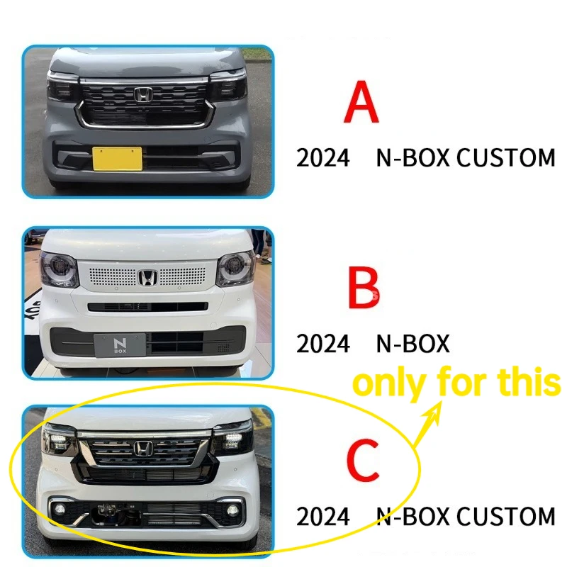 Front Over Under Bumper Grille Grill Strip Trim Cover for Honda N-BOX CUSTOM Exterior Accessories 2024 2025 for Right Hand Drive