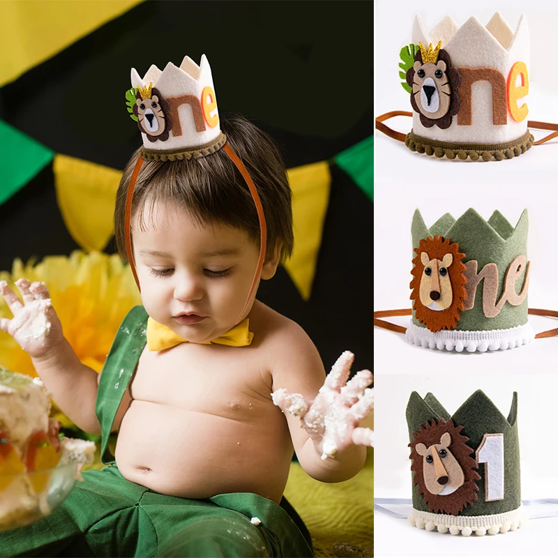 1ชิ้นลายป่าซาฟารีสำหรับเด็ก1ขวบหมวกงานปาร์ตี้วันเกิดมงกุฎรูปมงกุฎมงกุฎคาดศีรษะงานปาร์ตี้หมวกปาร์ตี้สำหรับเด็กทารก