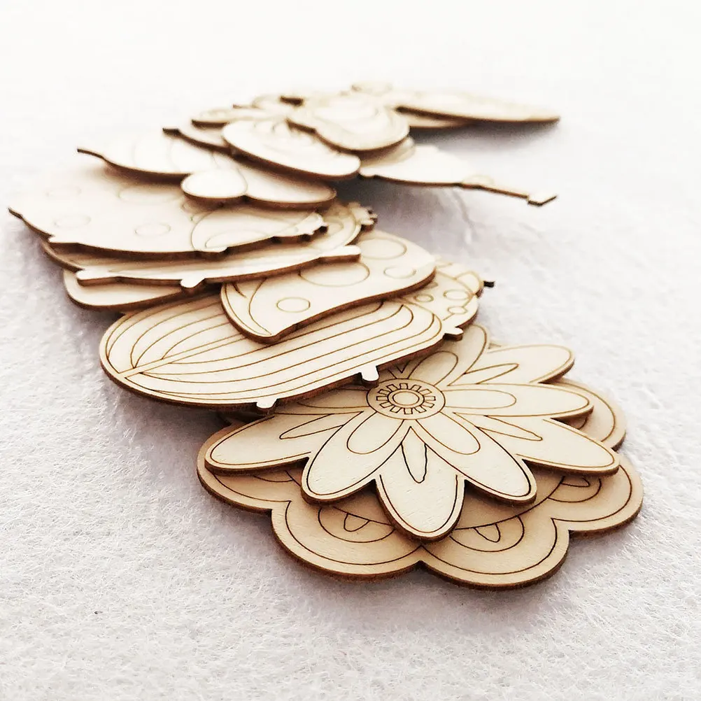 

60 set Wooden Laser Cutouts Unfinished Slices For Diy Crafts Craft Supplies Blank Wood Chips Graffiti Wood Cutouts Diy Craft