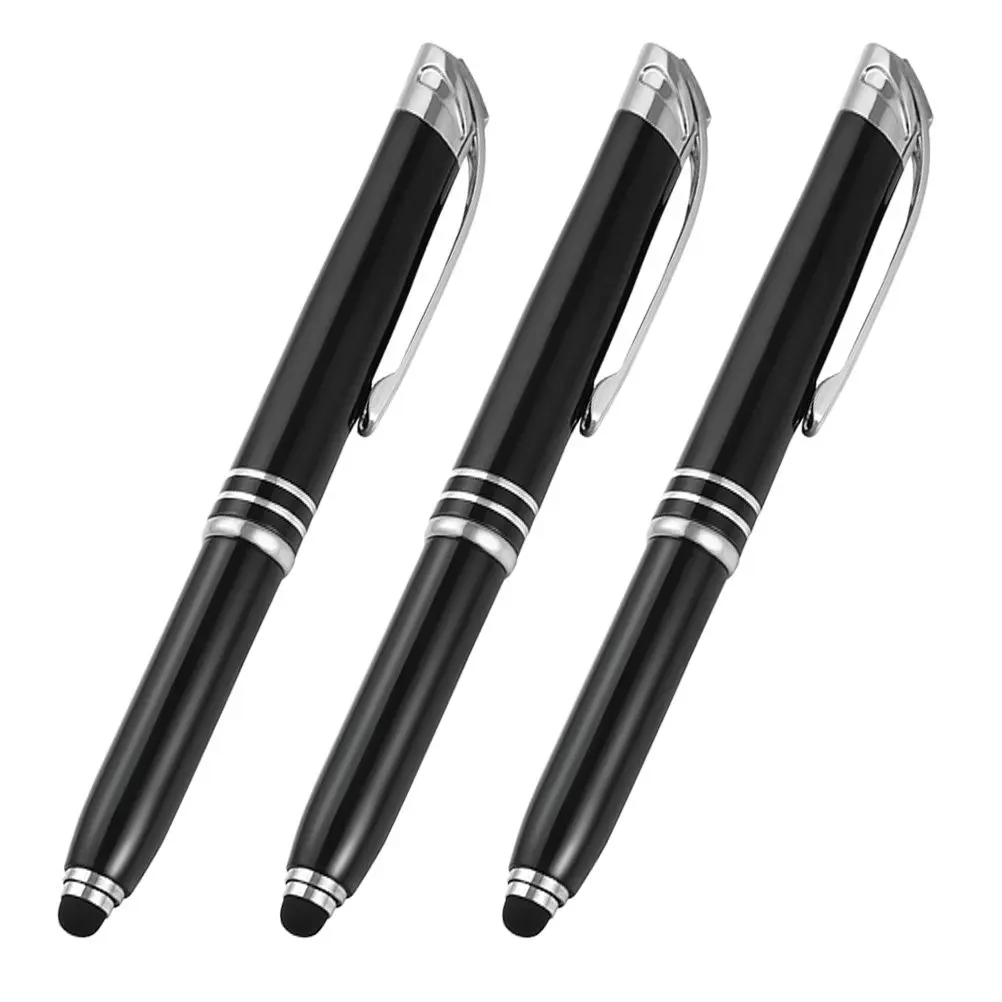 

3Pcs Glow Ballpoint Pens LED Light Metal Pens for Touchscreen Writing Office School Craft Coloring Scrapbooking Birthday Present